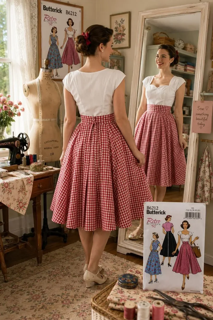 Butterick B6212 Retro ’52 Dress Sewing Pattern E5 14-22 Factory Folded Uncut